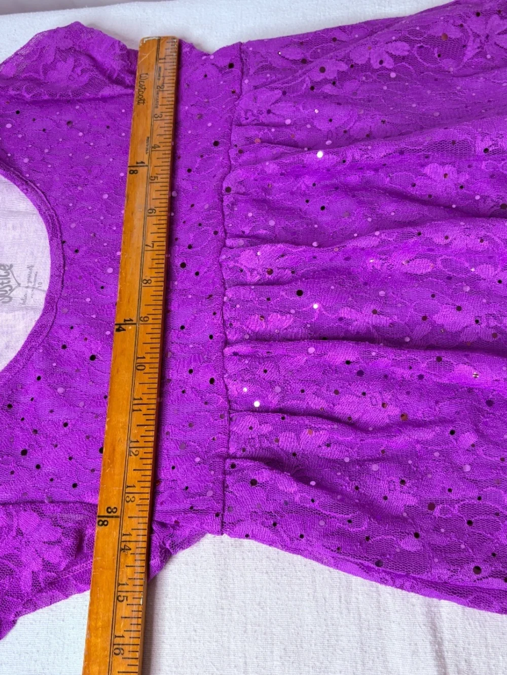 Justice Girls Purple Lace Overlay/Sequins Babydoll Sparkly Top Size 10 Y2K